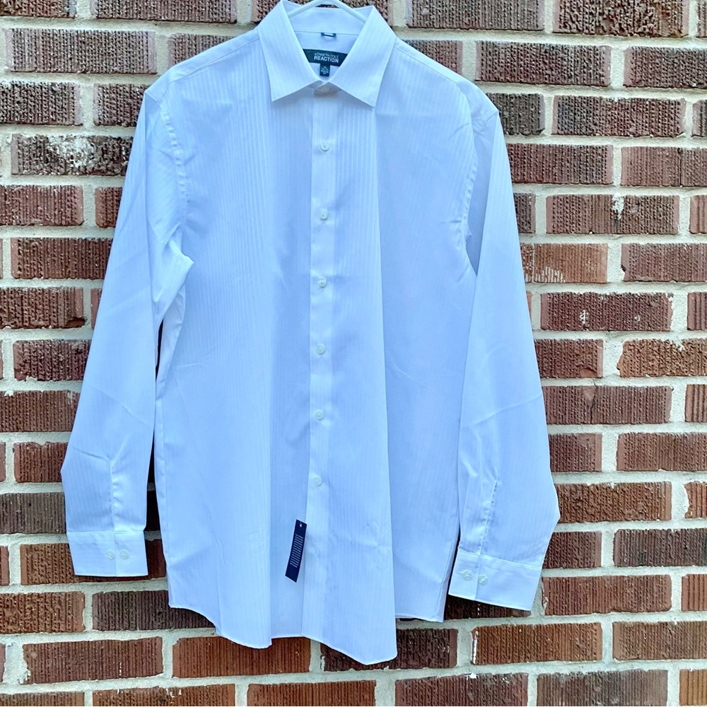 KENNETH COLE REACTION Wrinkle Free White Long Sleeve Dress Shirt Oeko Tex Sz 16